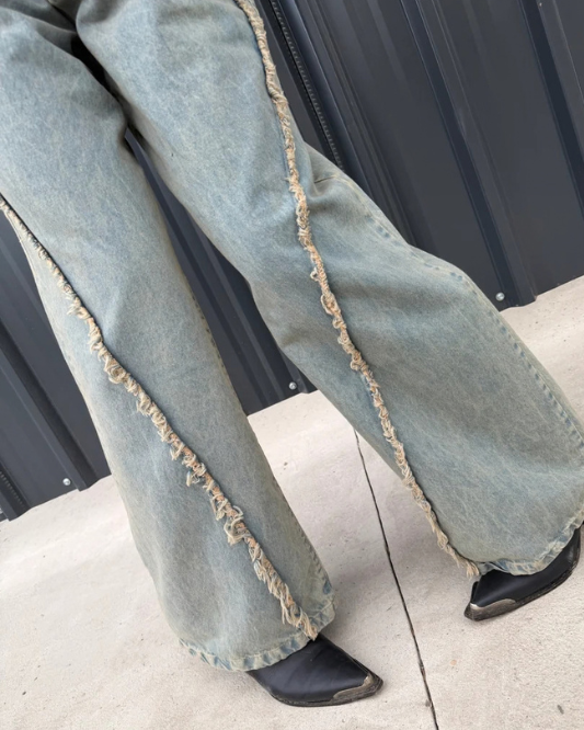 Jean desflecado wide leg