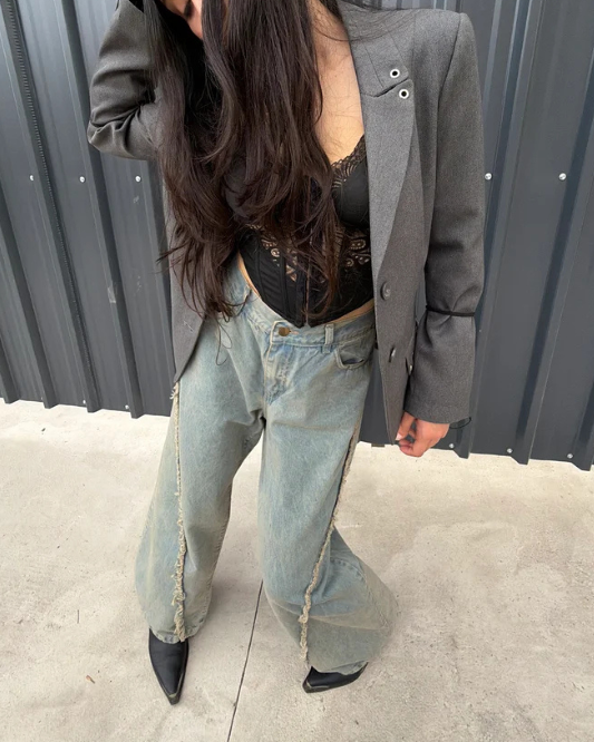 Jean desflecado wide leg