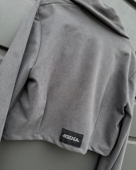 Chaqueta Cropped de Gamuza Grey